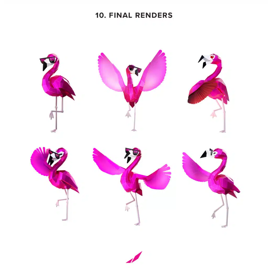 final renders of pinky mascot