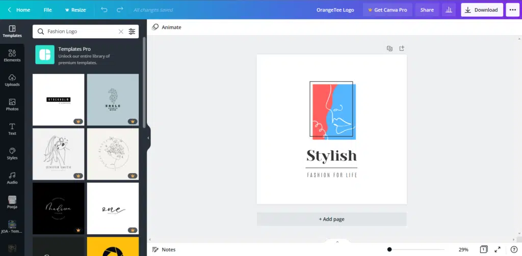 Canva Interface