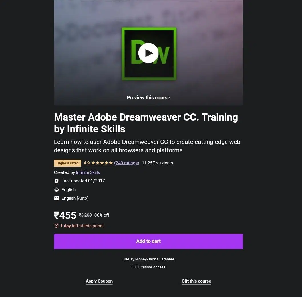 Master Adobe Dreamweaver CC By Udemy