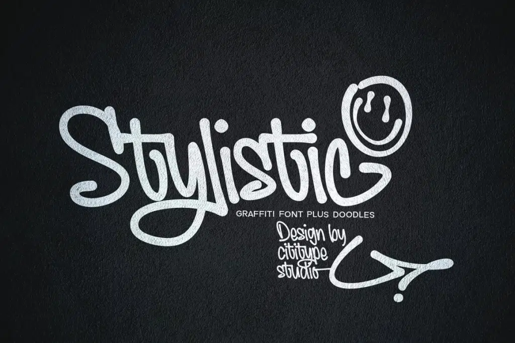 Stylistic, Graffiti font with doodle