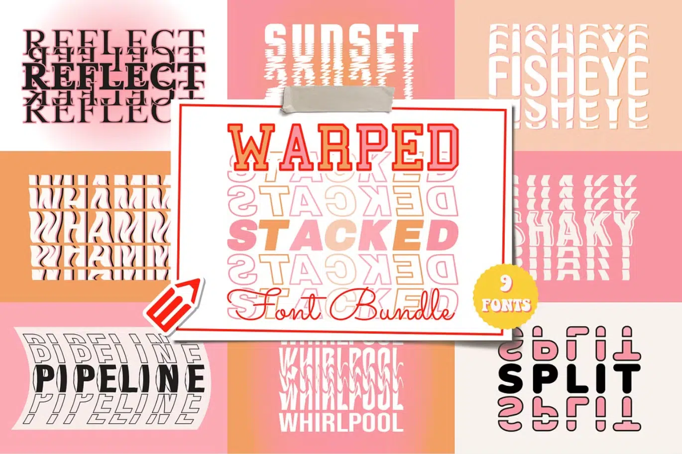 Warped Stacked Font Bundle